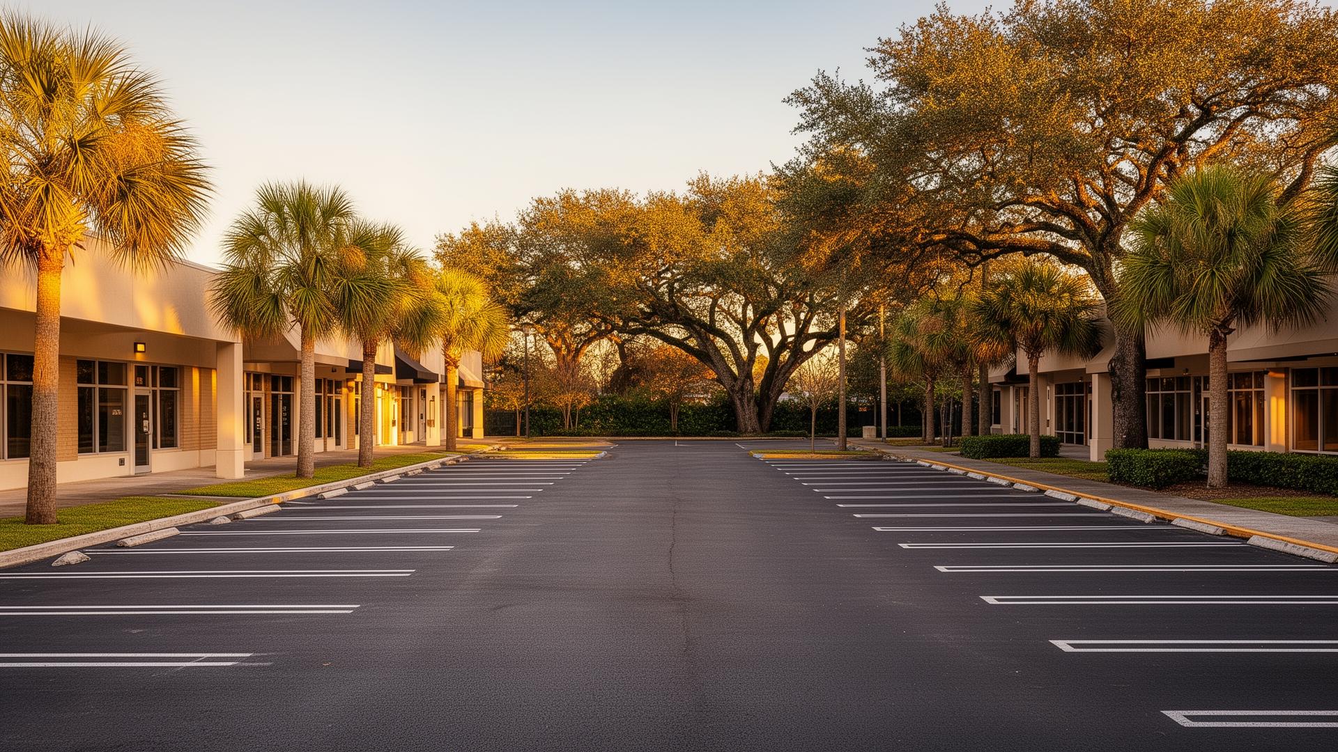 Clean commercial parking lot